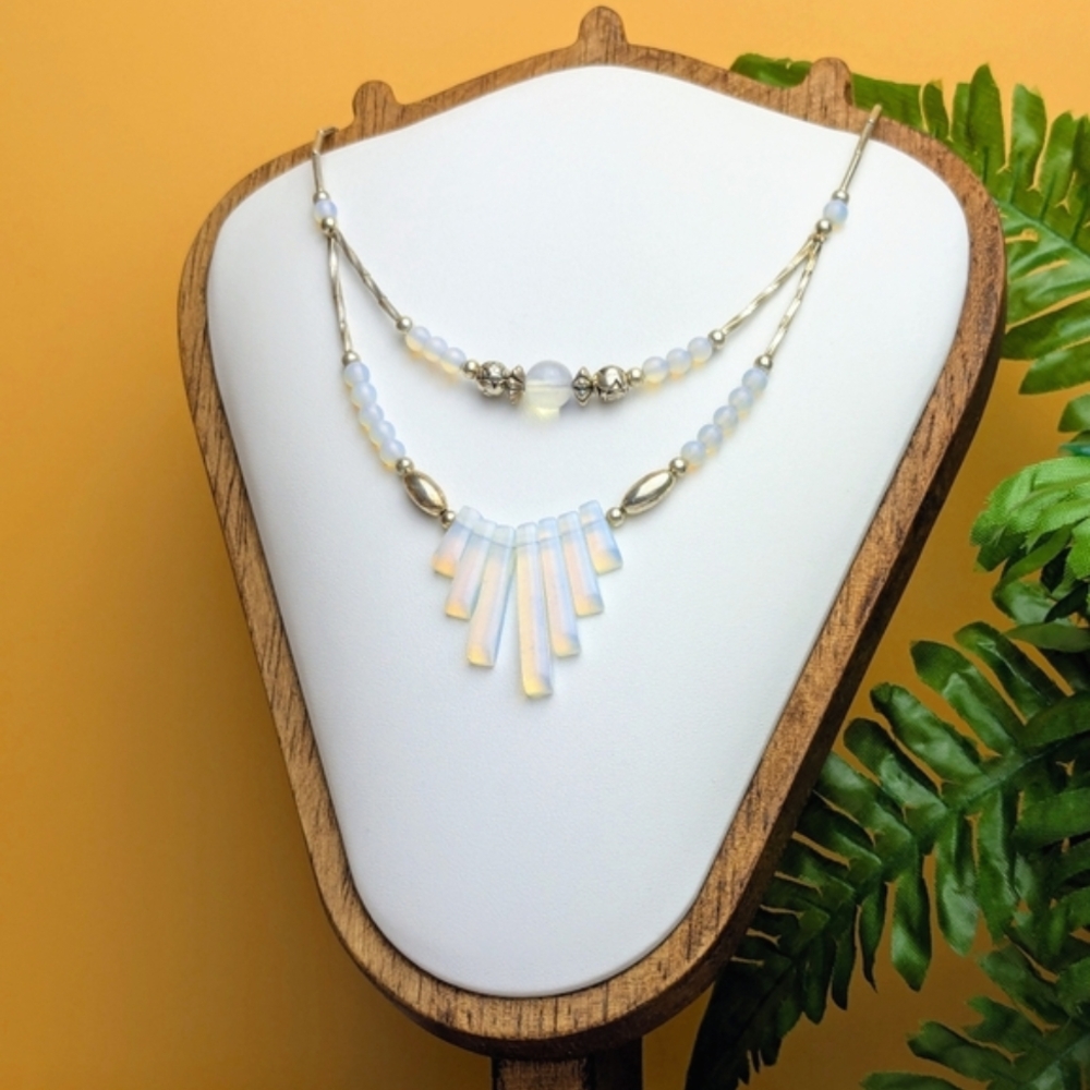 Silver & Opalite Statement Layered Necklace